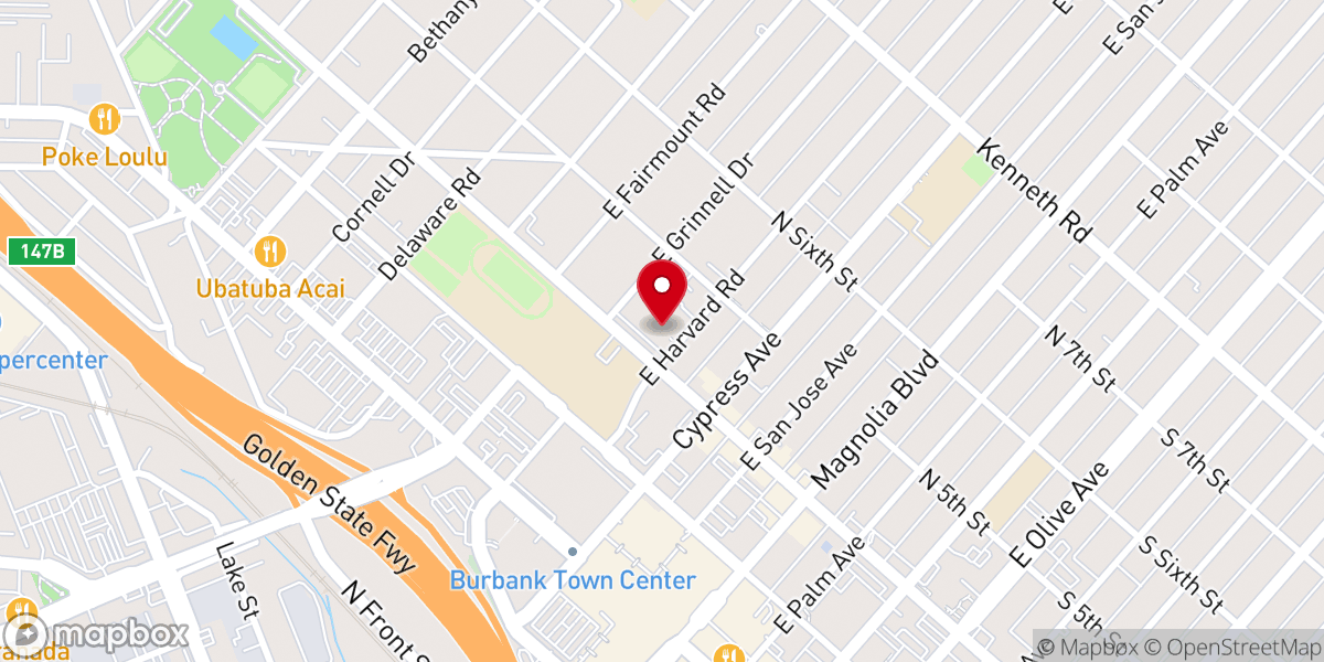 Map showing location of First Methodist Church of Burbank