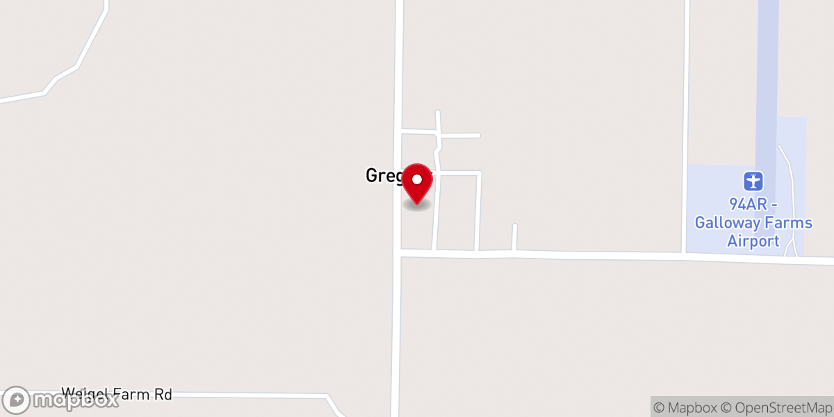 Map showing location of First Baptist Church of Gregory