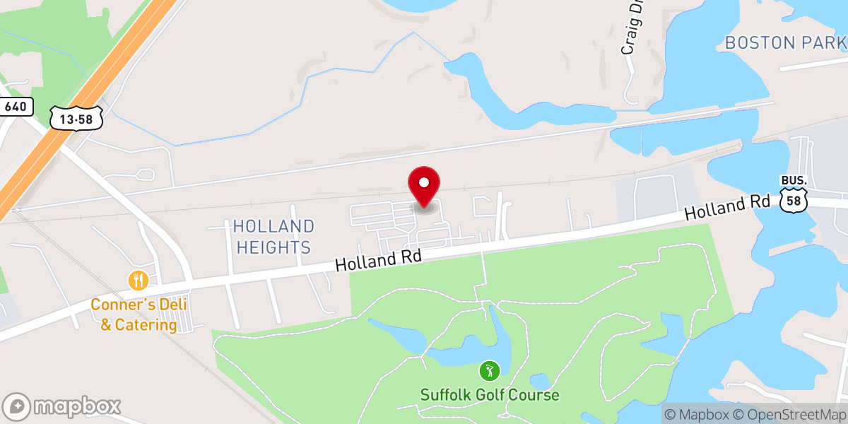 Map showing location of Alive Church Downtown Suffolk Campus