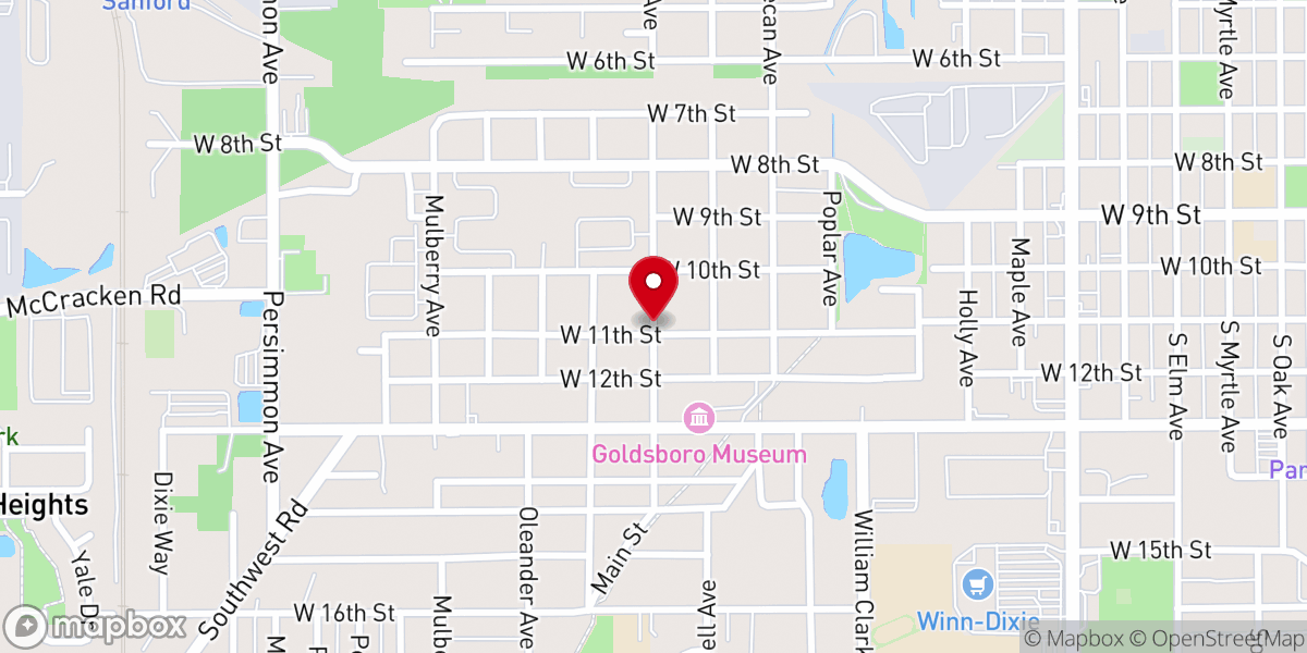 Map showing location of Allen Chapel AME Church