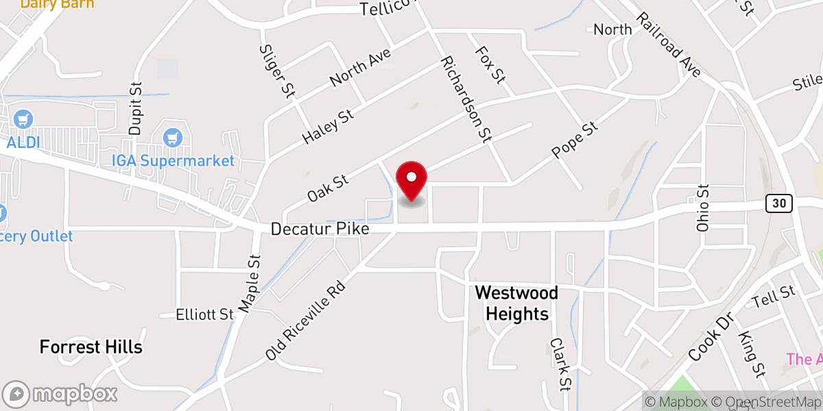 Map showing location of Allen Memorial United Methodist Church