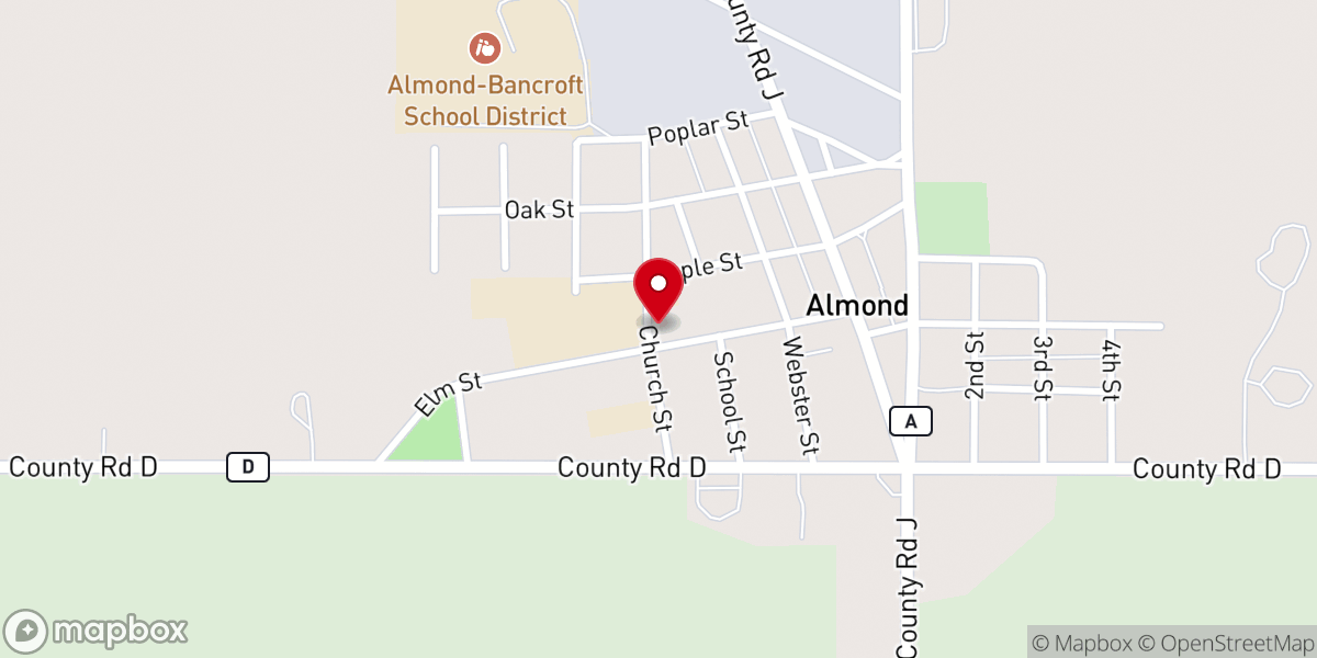 Map showing location of Almond Seventh-day Adventist Church