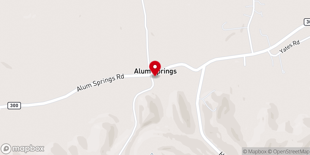 Map showing location of Alum Springs 1st Church of God