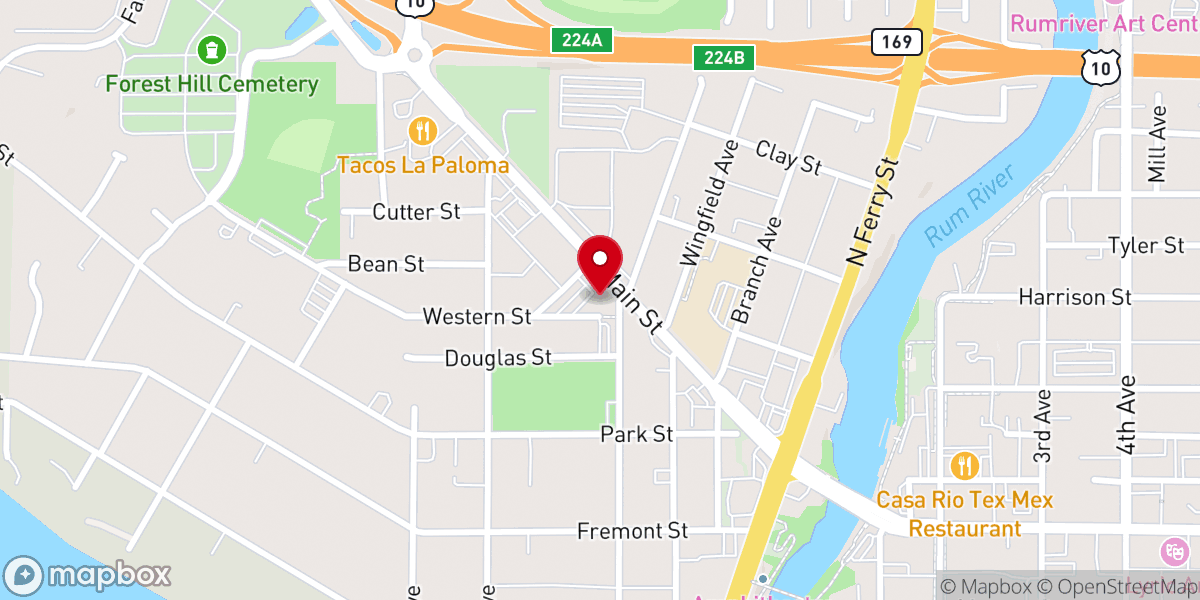 Map showing location of American Legion Edward B. Cutter Post 102