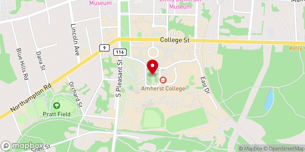 Map showing location of Amherst College