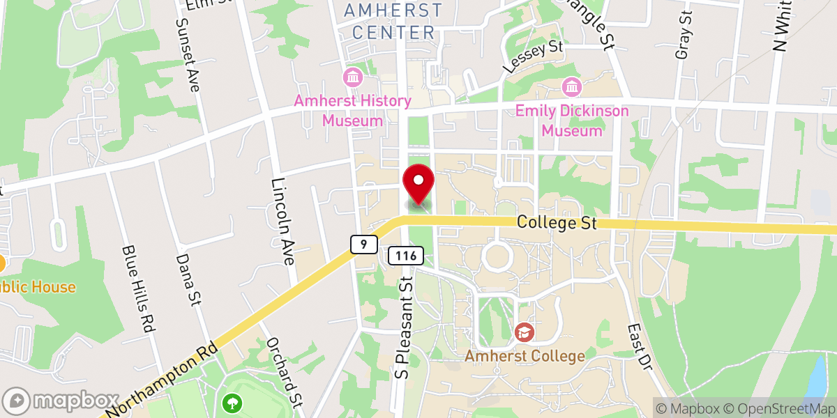 Map showing location of Amherst Town Common