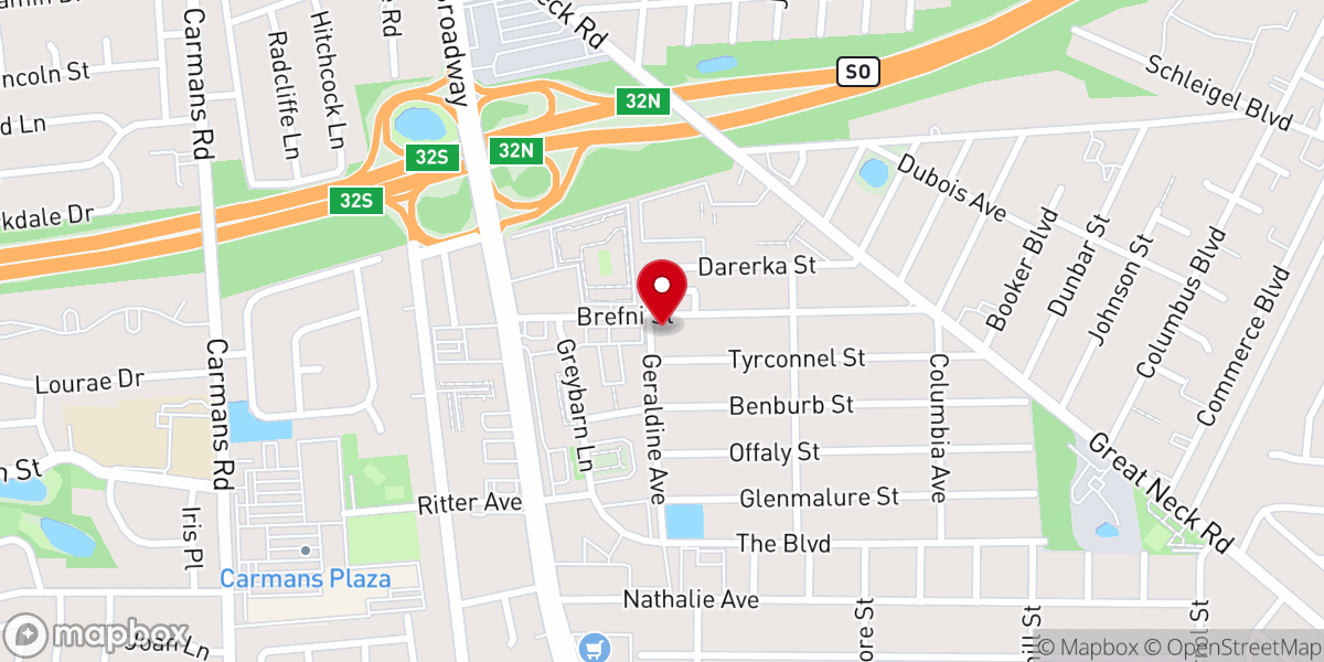 Map showing location of Amityville Full Gospel Tbrncle