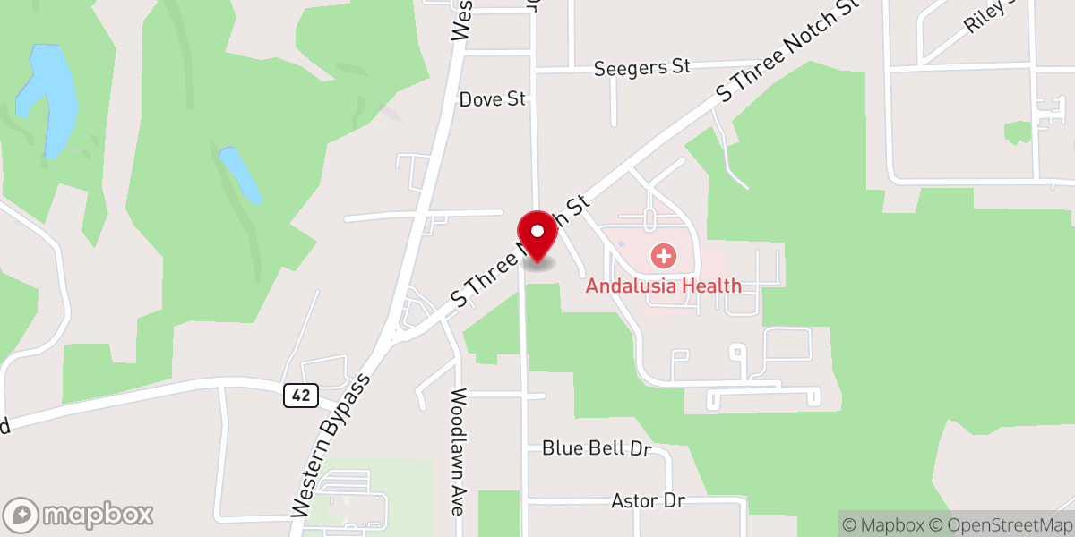 Map showing location of Andalusia Bible Church