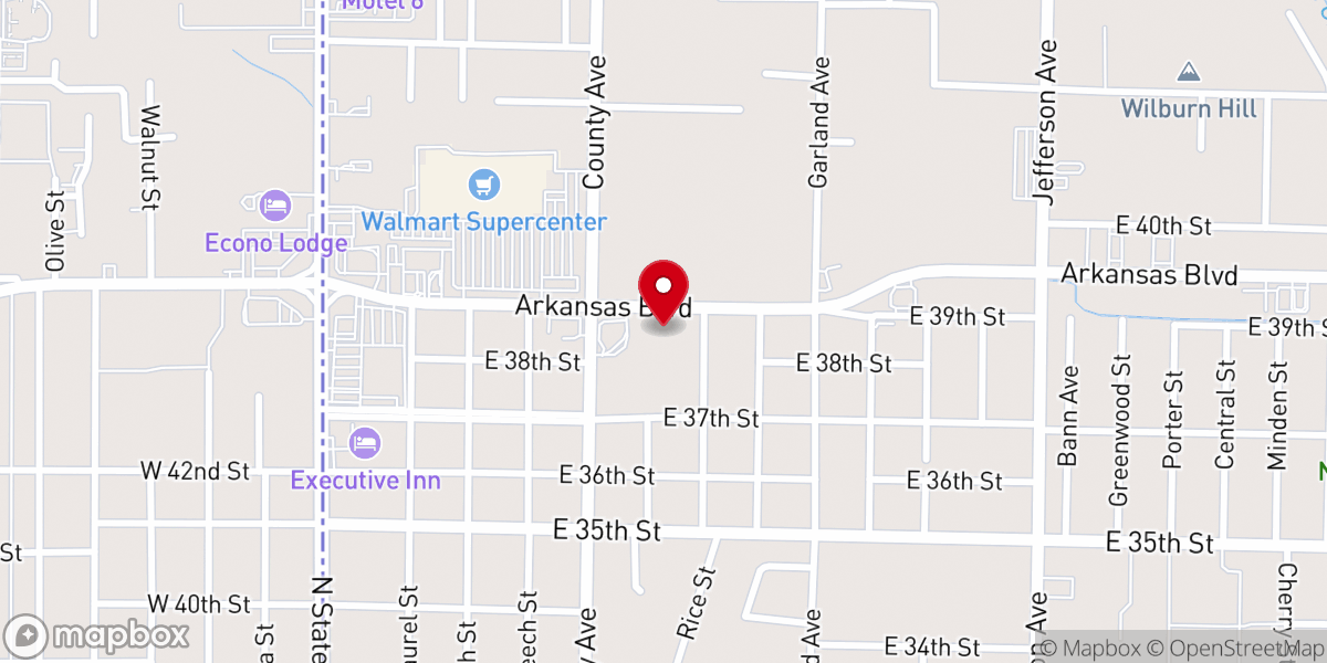 Map showing location of Arkansas Boulevard Church of Christ