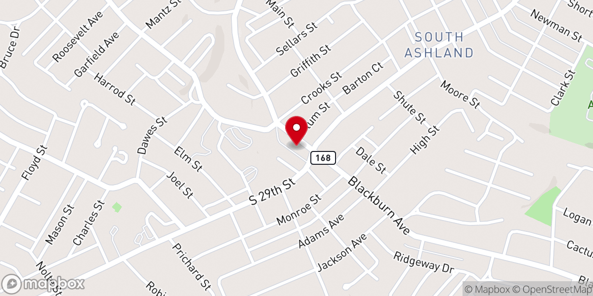 Map showing location of Ashland Grace Church of the Nazarene