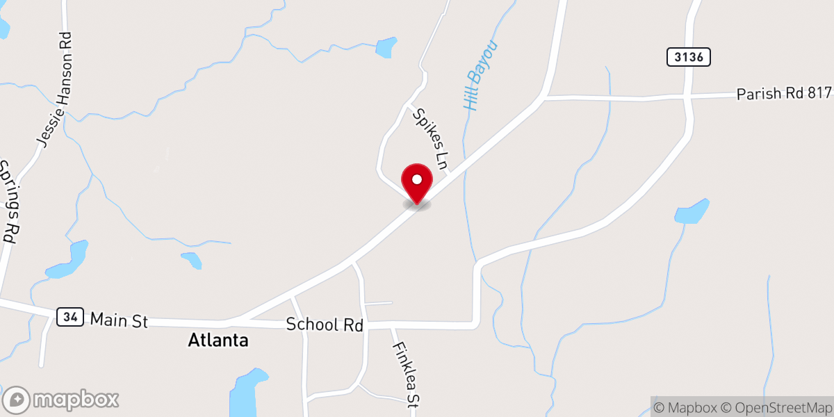 Map showing location of Atlanta Baptist Church