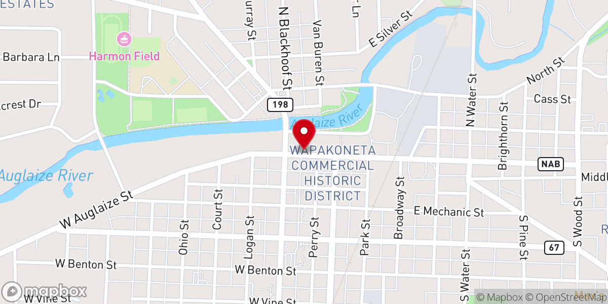 Map showing location of Auglaize Antique Mall