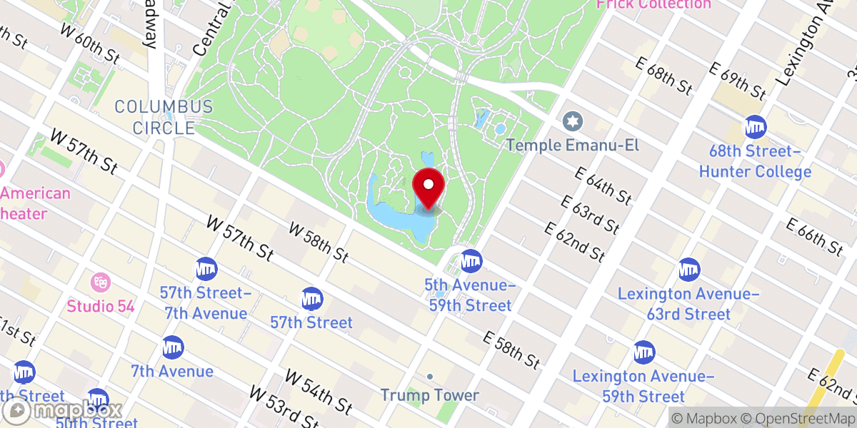Map showing location of The Pond at Central Park