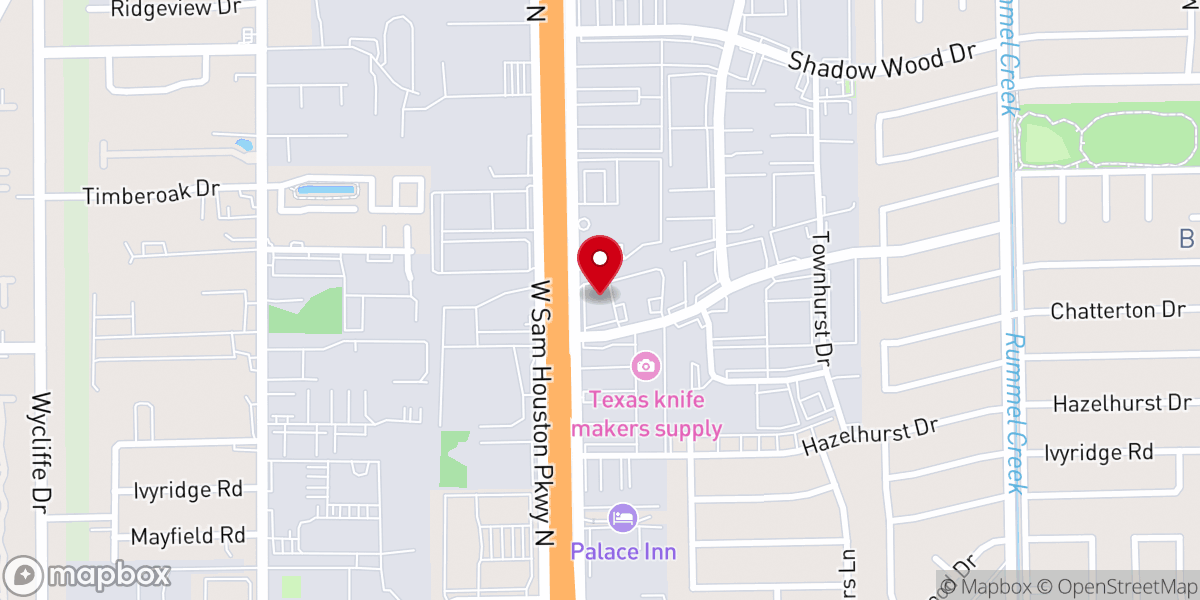 Map showing location of West Houston Bible Church