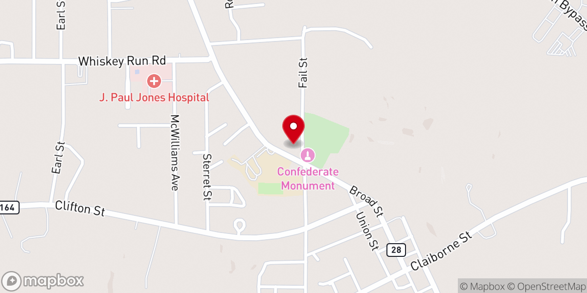Map showing location of Camden Baptist Church