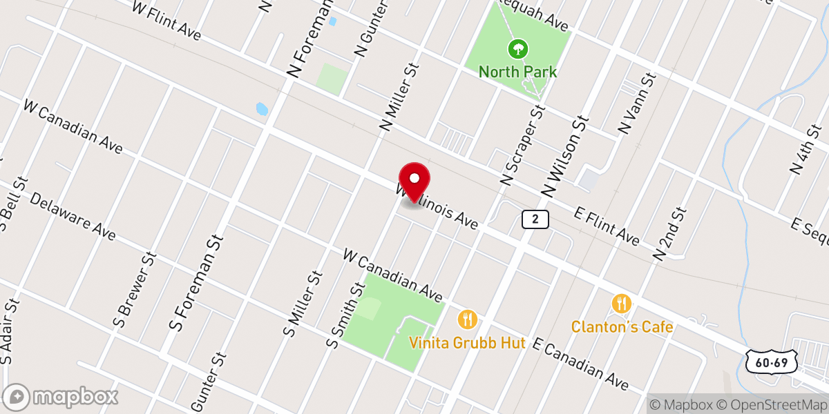 Map showing location of First Baptist Church