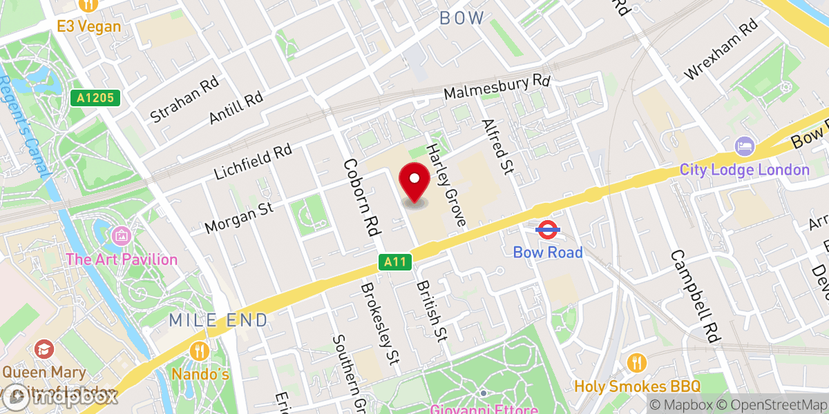 Map showing location of Christ Church London Mile End