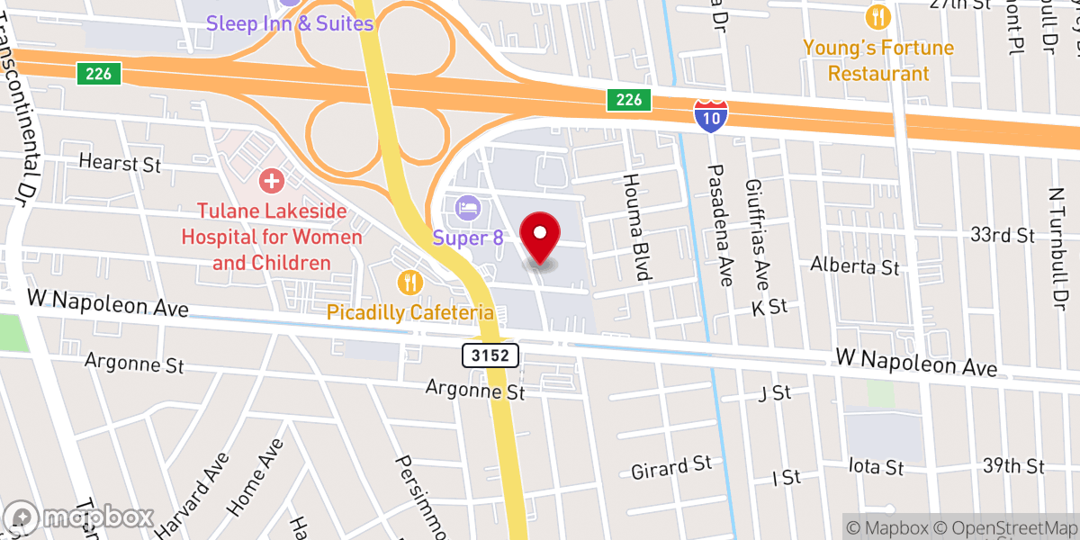 Map showing location of Calvary New Orleans