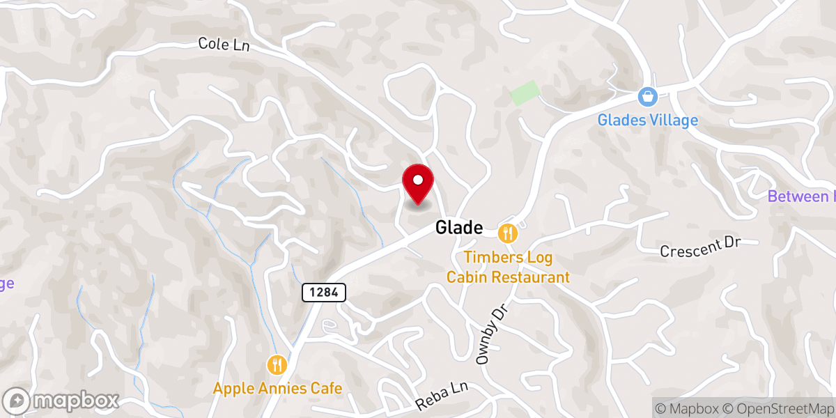 Map showing location of Above the Mist Weddings and Events