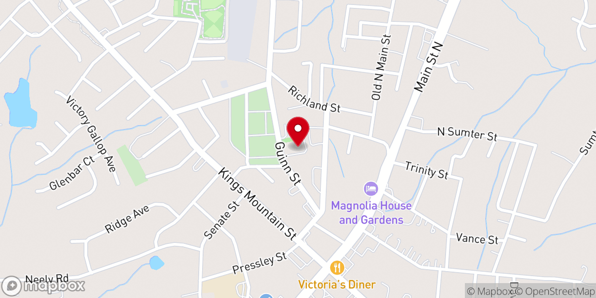 Map showing location of Clover Assembly of God Church