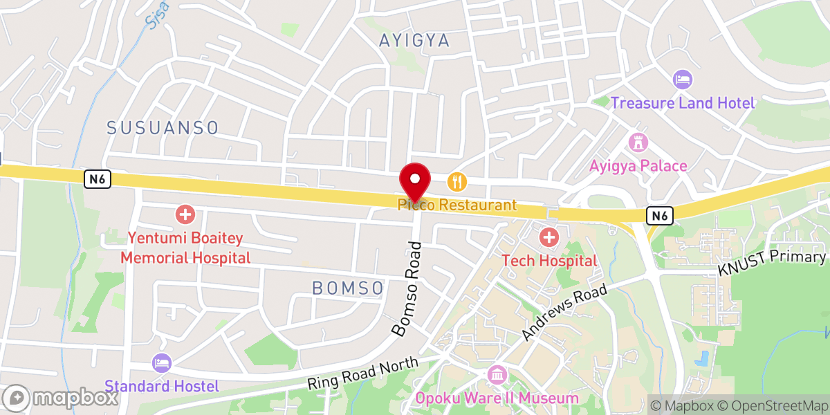 Map showing location of CHURCH OF CHRIST, ACCRA ROAD - ATIGYA