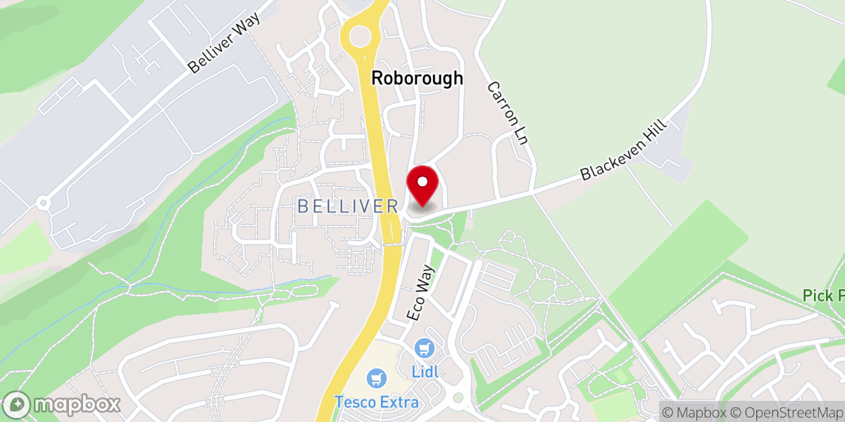 Map showing location of Roborough Methodist Church