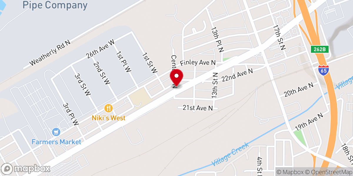Map showing location of Center Street Baptist Church