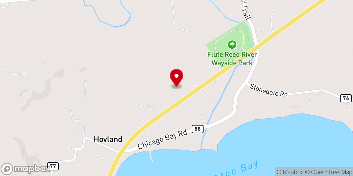 Map showing location of Hovland Town Hall