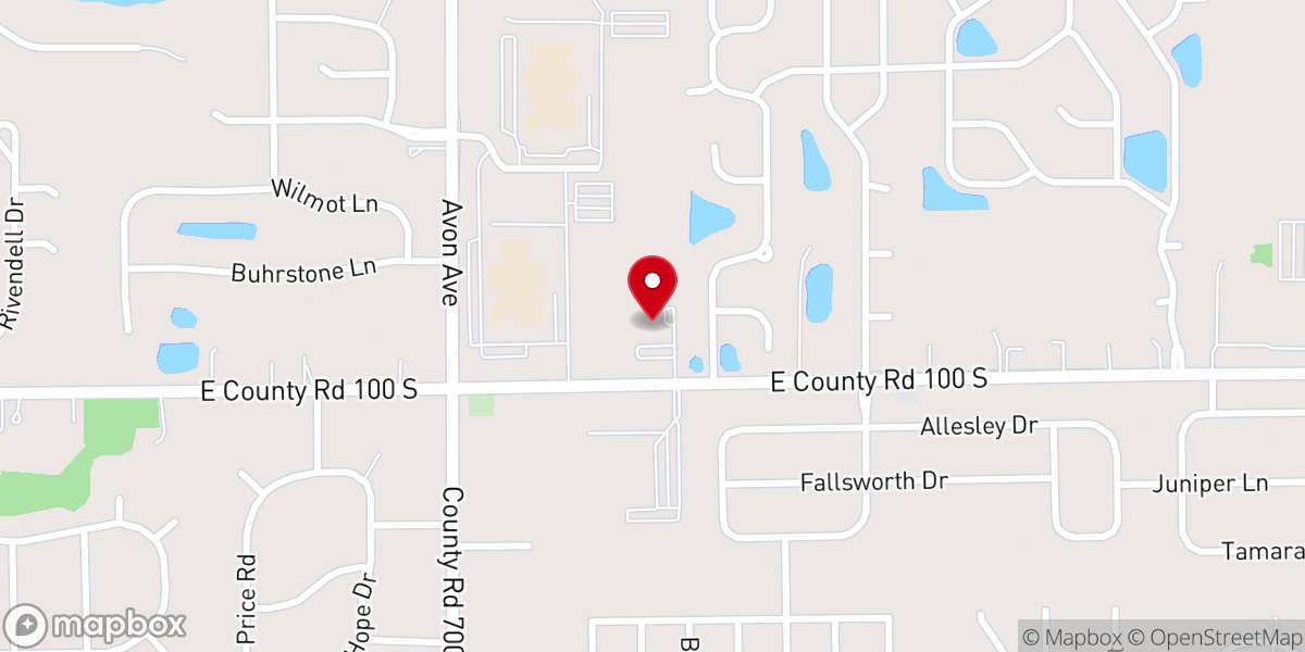 Map showing location of Avon Christian Church