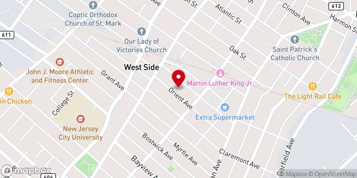 Map showing location of Ocean Avenue Baptist Church