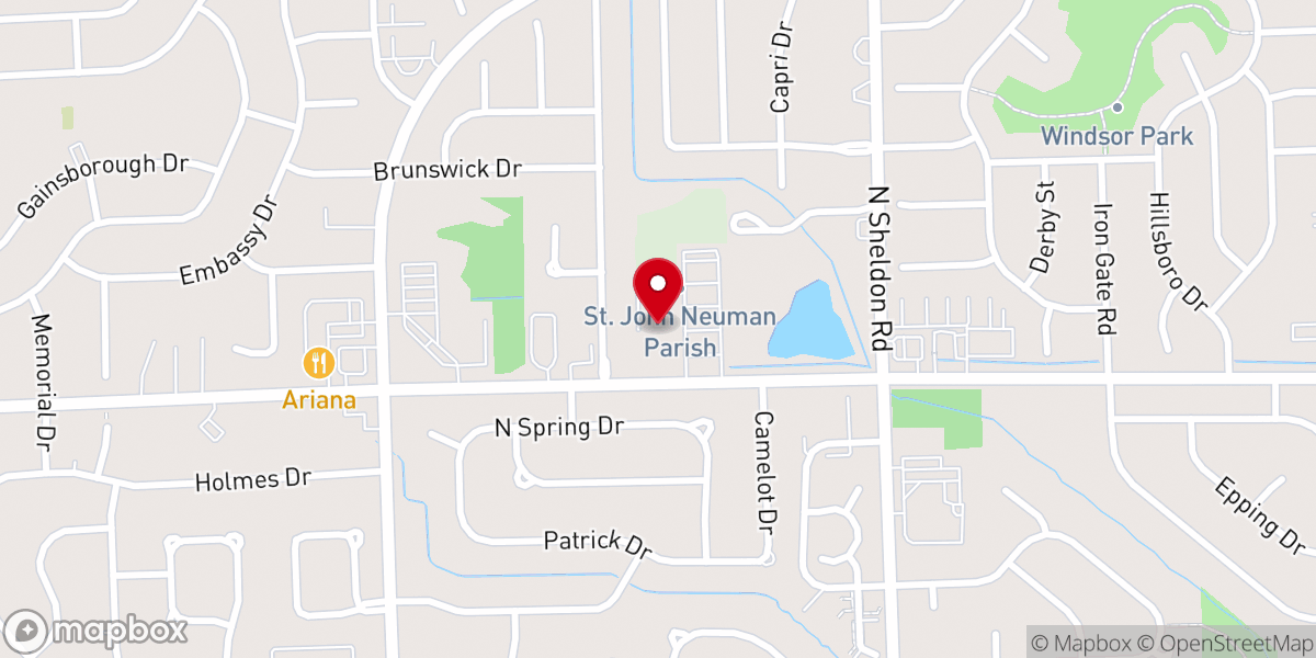 Map showing location of St John Neumann