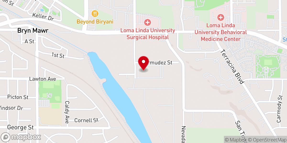 Map showing location of Loma Linda Korean Church