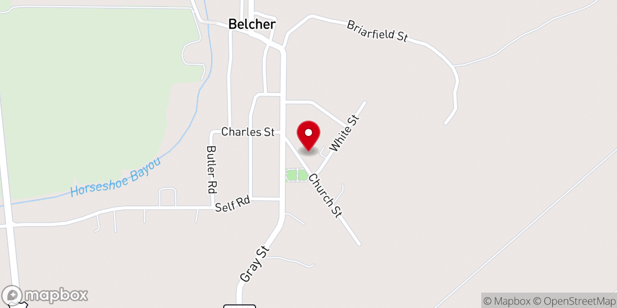 Map showing location of Belcher Methodist Church