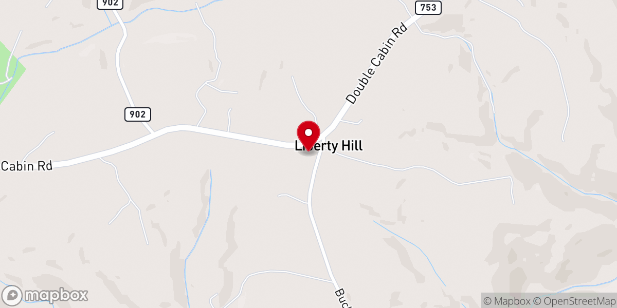 Map showing location of Liberty Hill Church