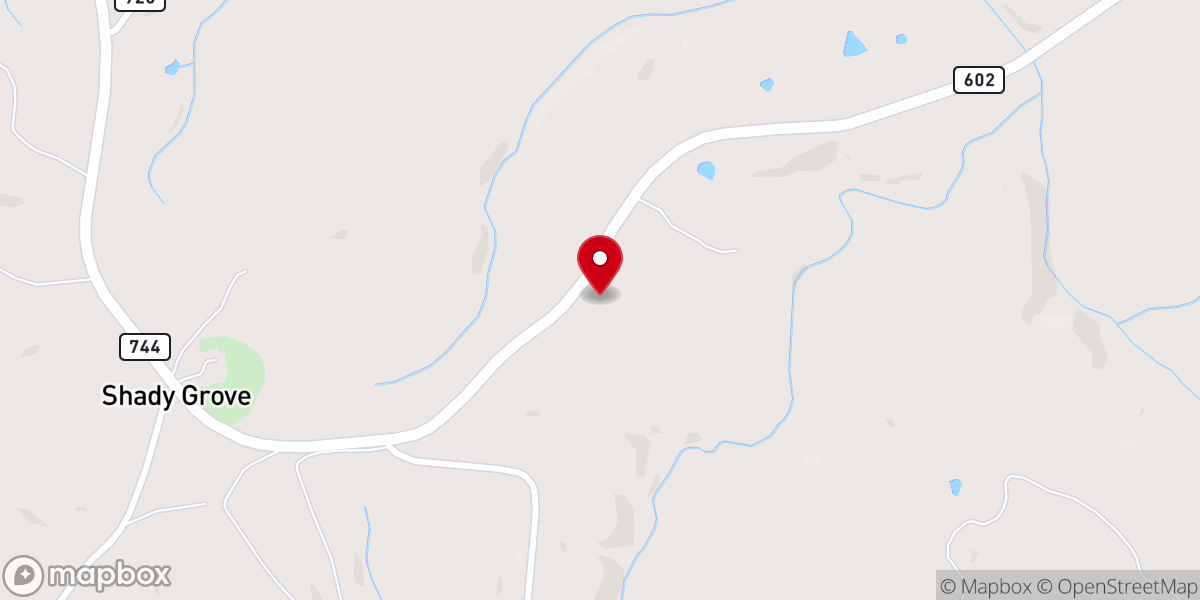 Map showing location of Blue Wing Grove Baptist Church