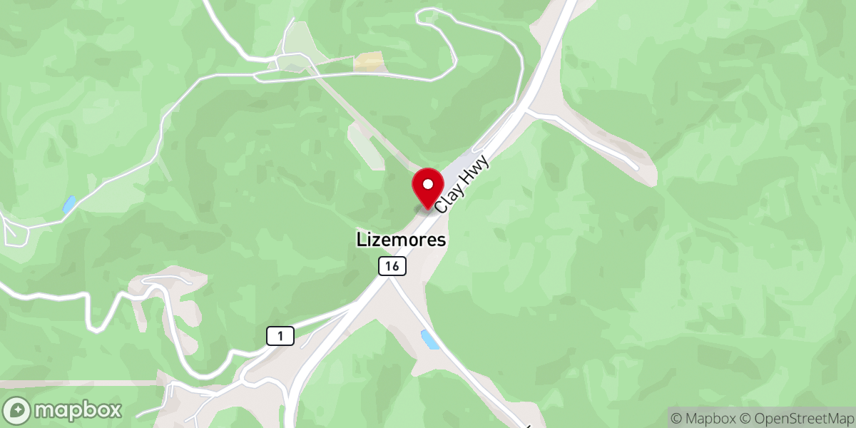 Map showing location of Lizemores United Methodist Church