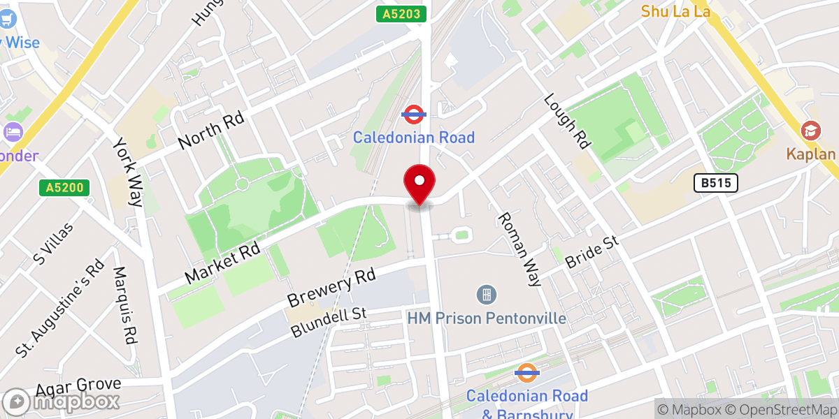 Map showing location of Caledonian Road Methodist Church