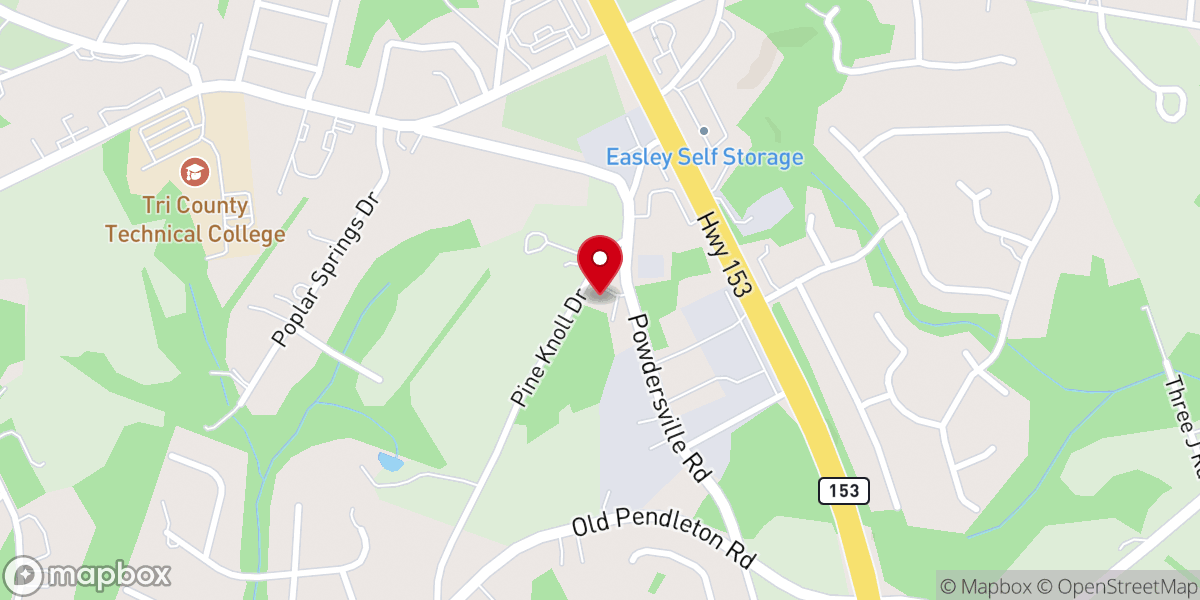 Map showing location of Powdersville Road Church Of God