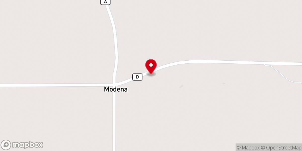 Map showing location of Modena Baptist Church