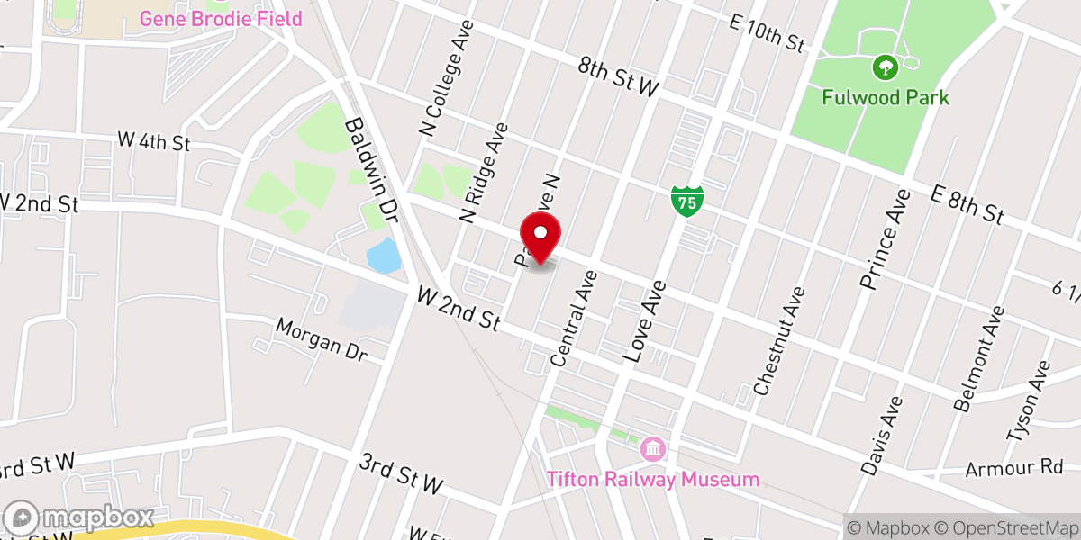 Map showing location of First Presbyterian Church