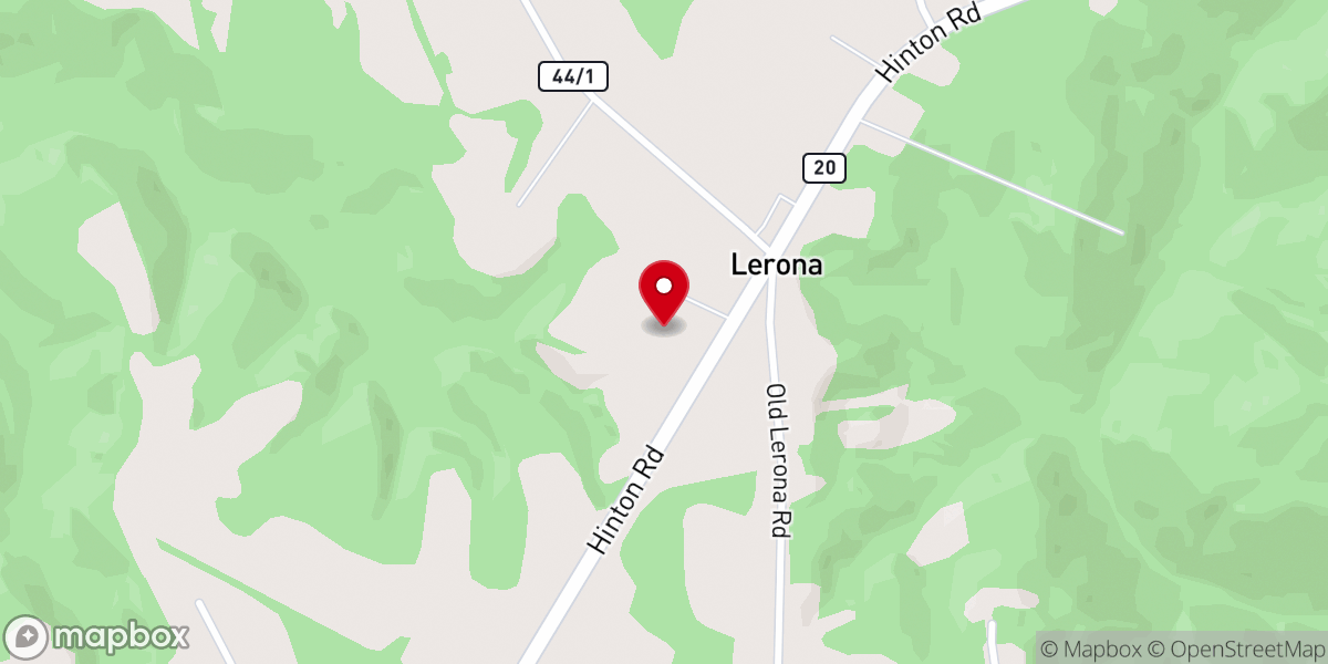 Map showing location of Lerona United Methodist Church