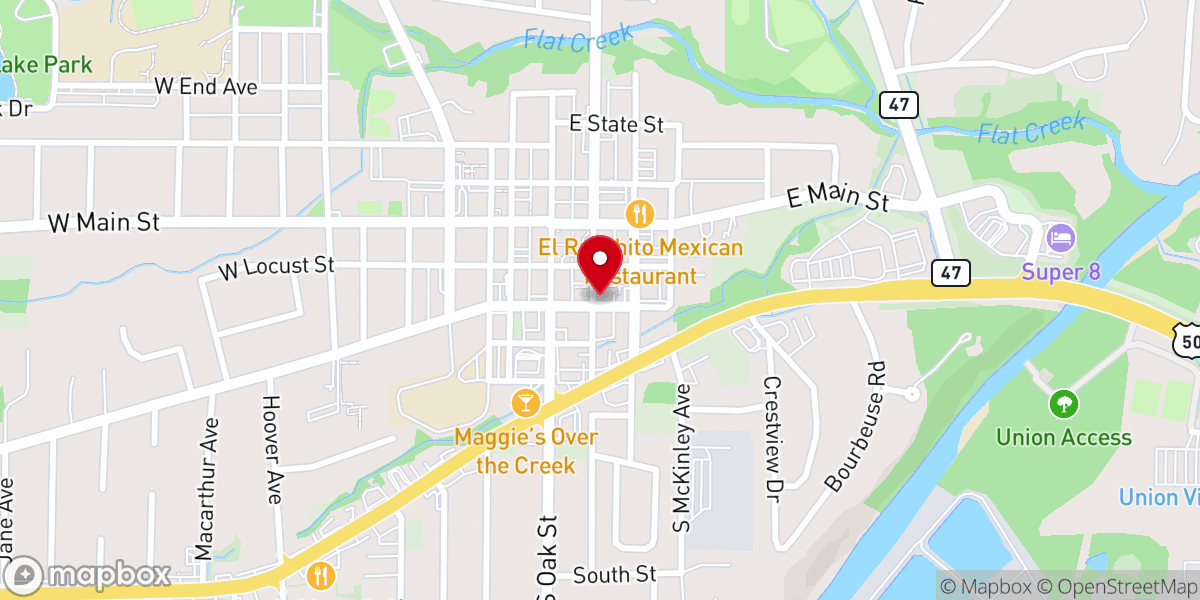 Map showing location of Franklin County Courthouse Annex