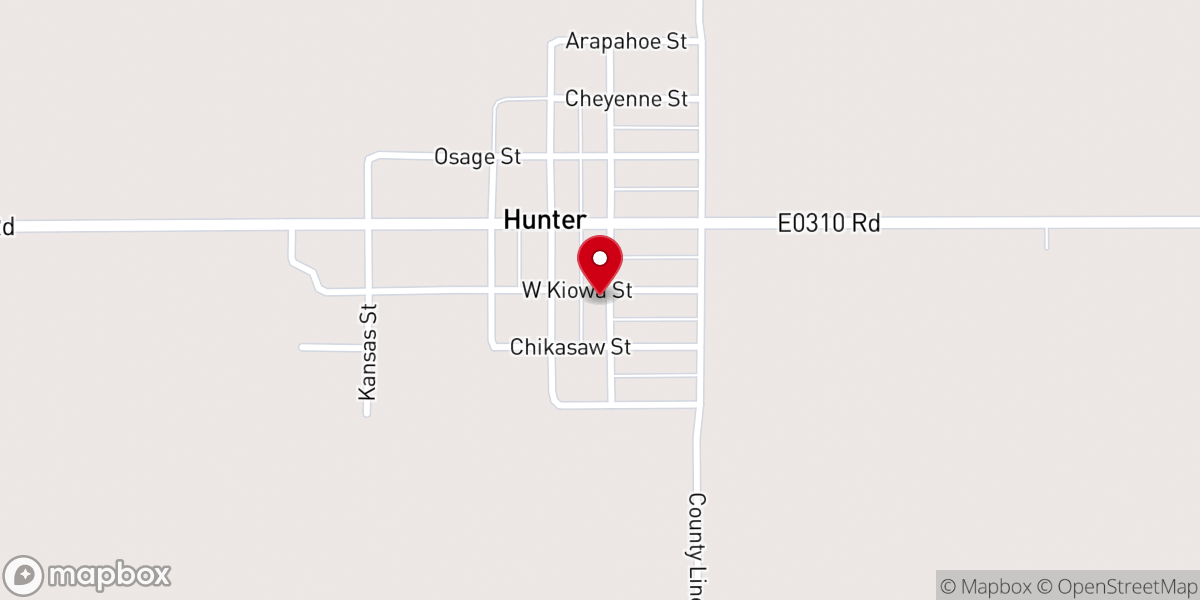 Map showing location of Hunter Christian Church