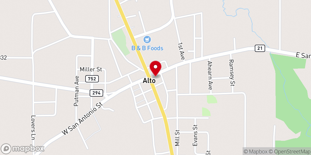 Map showing location of Alto church of christ