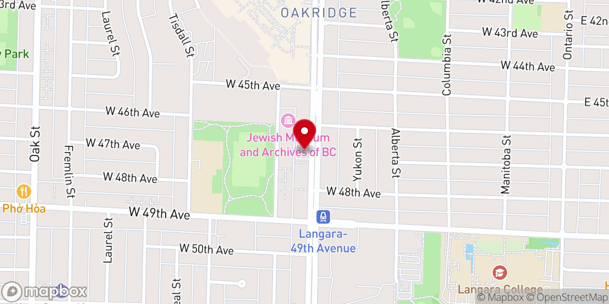Map showing location of Oakridge Baptist Church