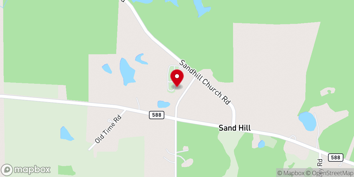 Map showing location of Sand Hill Polling Place