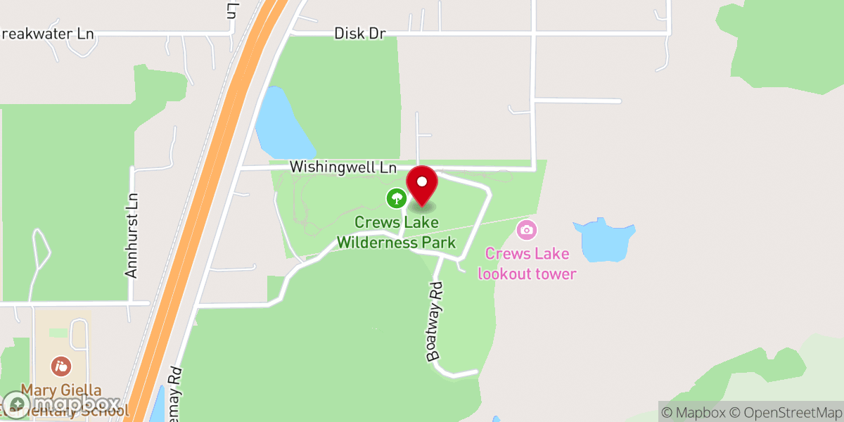 Map showing location of Crews Lake Wilderness Park