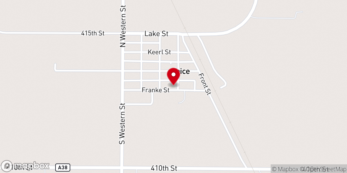 Map showing location of Bethany Lutheran Church