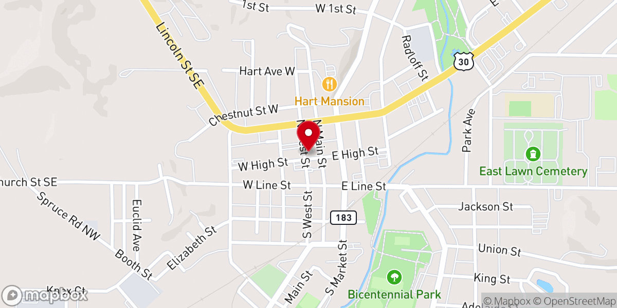 Map showing location of Harvest Christian Center Minerva