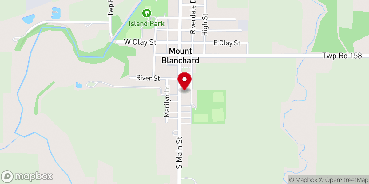 Map showing location of Mt Blanchard Church-Nazarene